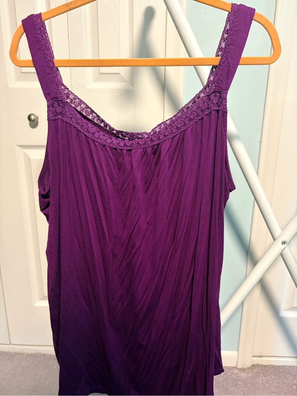 Purple Lace-Trim Women's Tank Top Size 3x